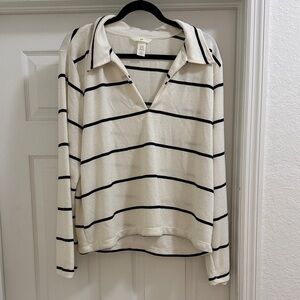 H&M Cream and Black Striped Shirt